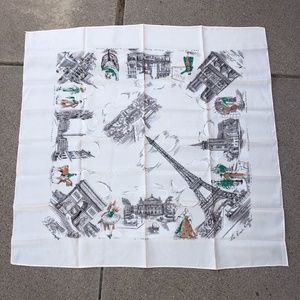 VTG 1940s Paris Souvenir Scarf Silk Rayon